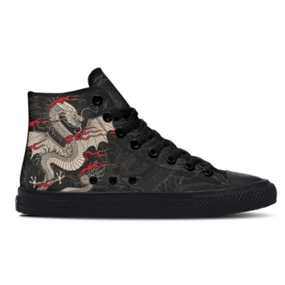 Cool Dragon Black Canvas Shoes