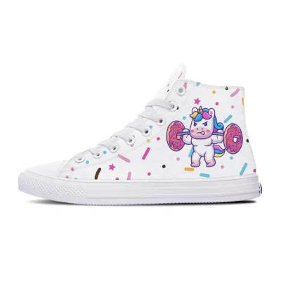 Funny Unicorn Donuts High Canvas Shoes