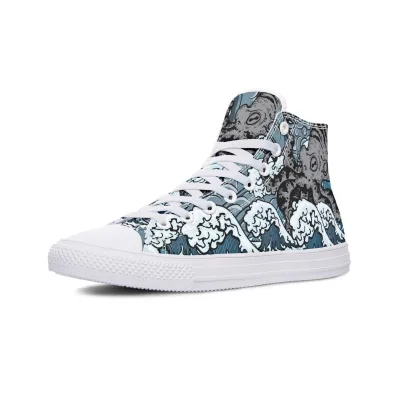 Octopus And Wave High Canvas Shoes