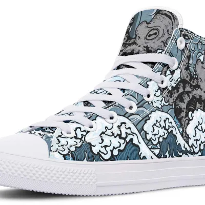 Octopus And Wave High Canvas Shoes
