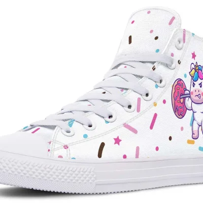 Unicorn And Donuts High Canvas Shoes